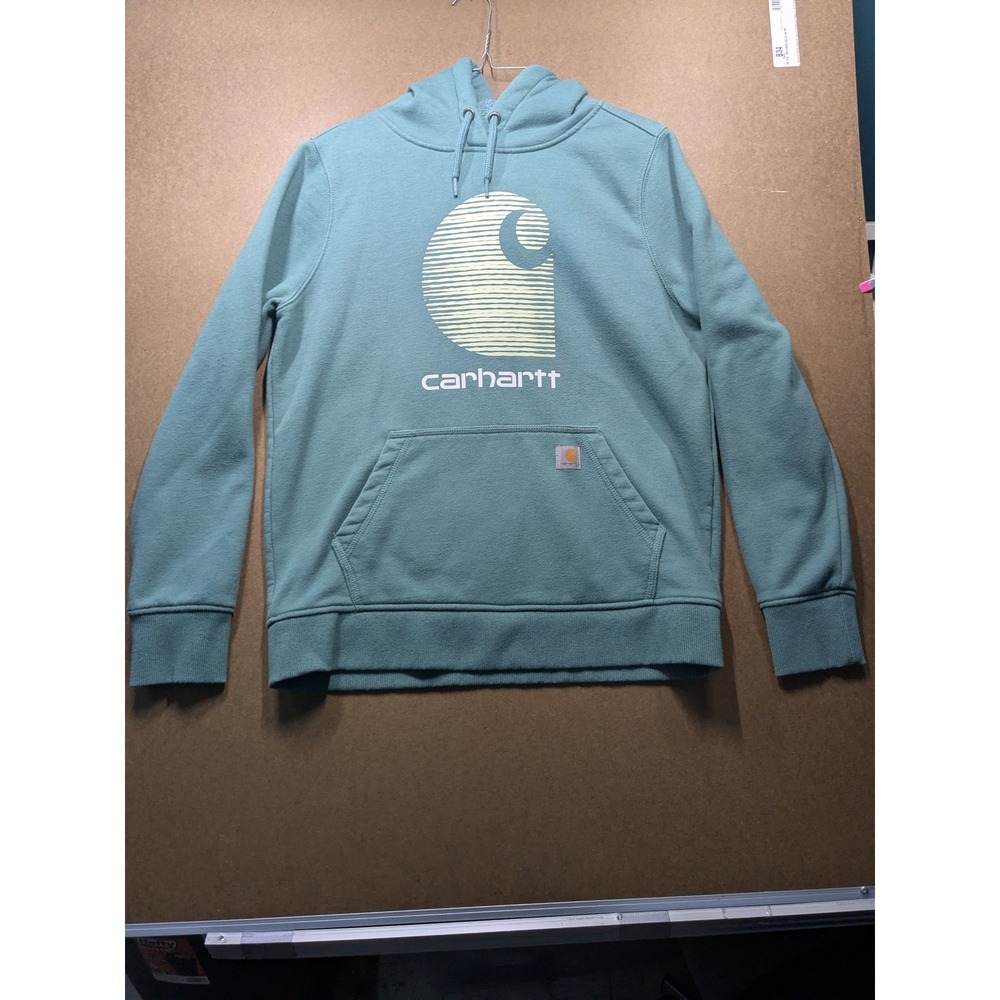Carhartt Rain Defender Relaxed Fit Graphic Hoodie Teal Blue TS5636-W Womens M